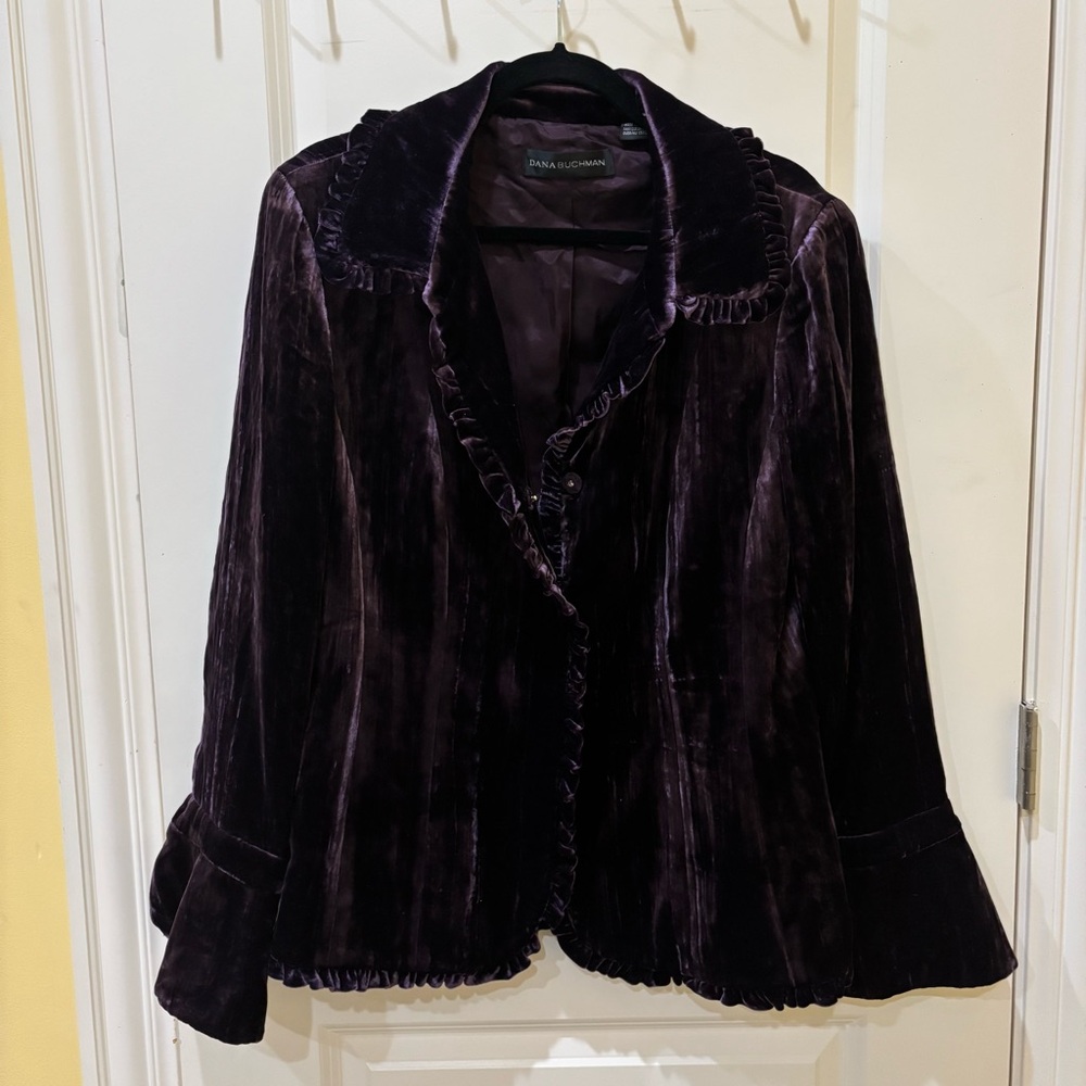 Dana Buchman Size 14 Purple Velvet Blazer